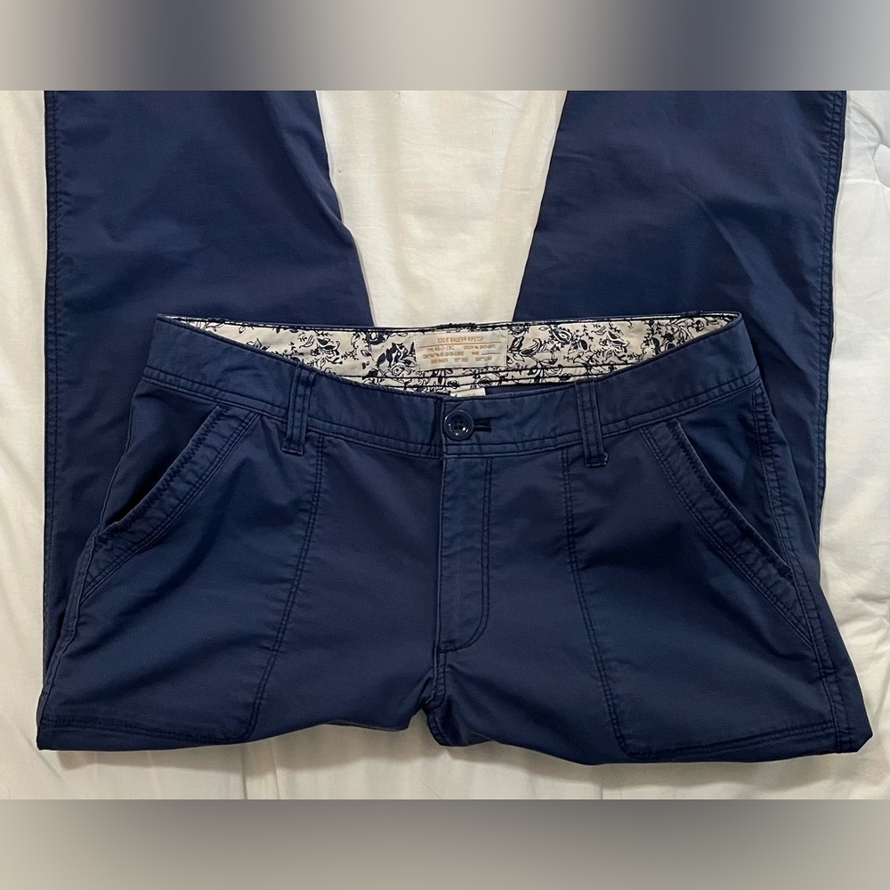 Eddie Bauer dark blue cotton blend wide leg pants with side and back pockets